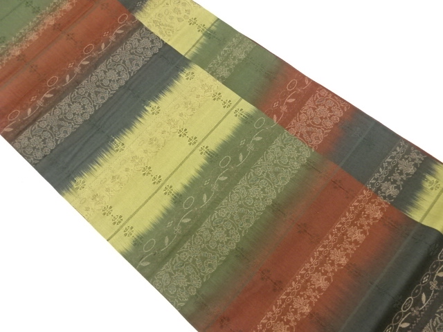 JAPANESE FUKURO OBI / WOVEN FLORAL PLANTS